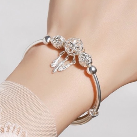 Dreamcatcher Sterling Silver Bangle Bracelet - Picture 7 of 13